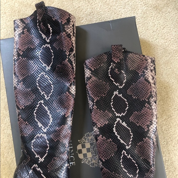 NEW Vince Camuto Western Snake Python Cowboy Heeled Kervana Knee High Boots - Picture 6 of 10